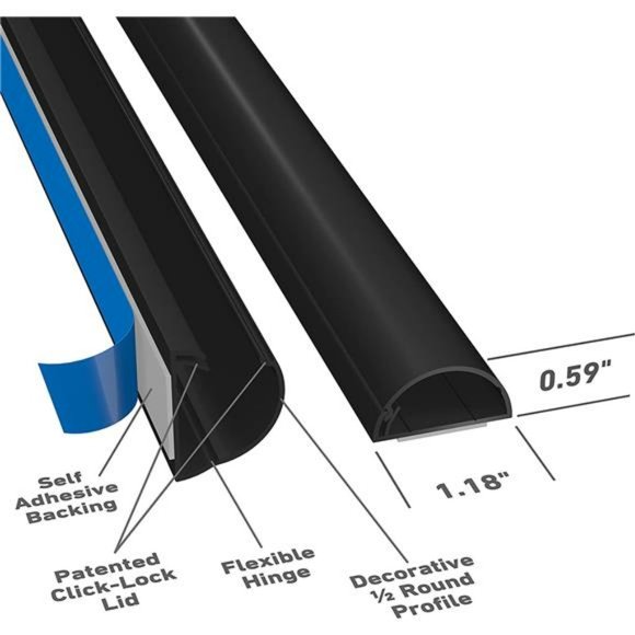 157in Cord Cover Kit, 10x 15.7 Lengths 1.18" (W) x 0.59" (H) - Black - Picture 4 of 6